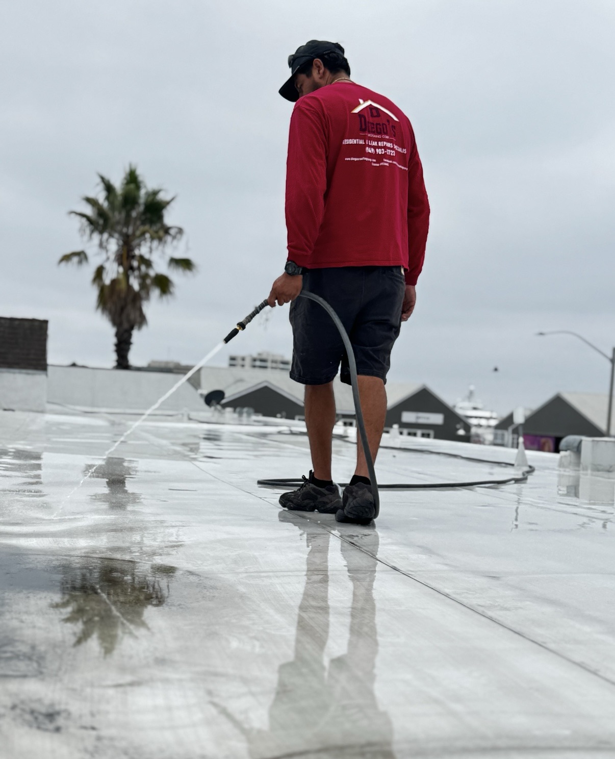 Flat roof service by Diego's Roofing Corp